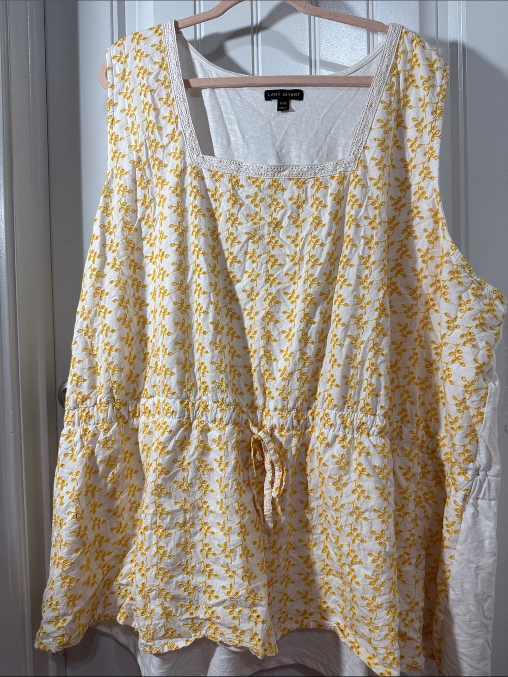Lane Bryant White and Yellow Floral Tie-Waist Camisole Top